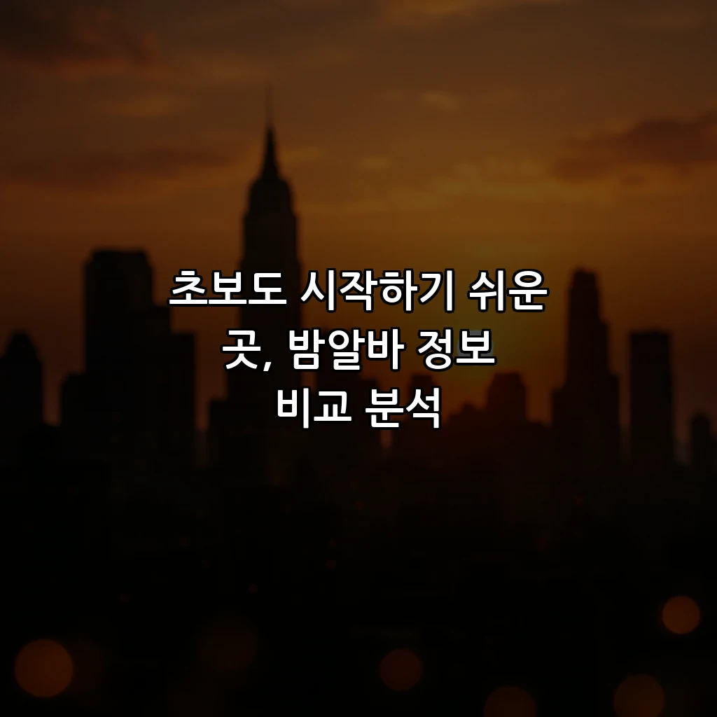 초보도 시작하기 쉬운 곳, 밤알바 정보 비교 분석