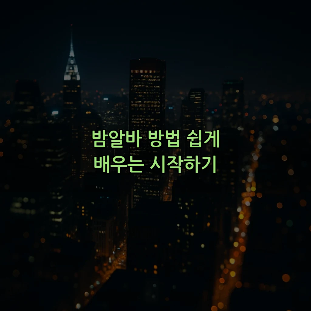 밤알바 방법 쉽게 배우는 시작하기