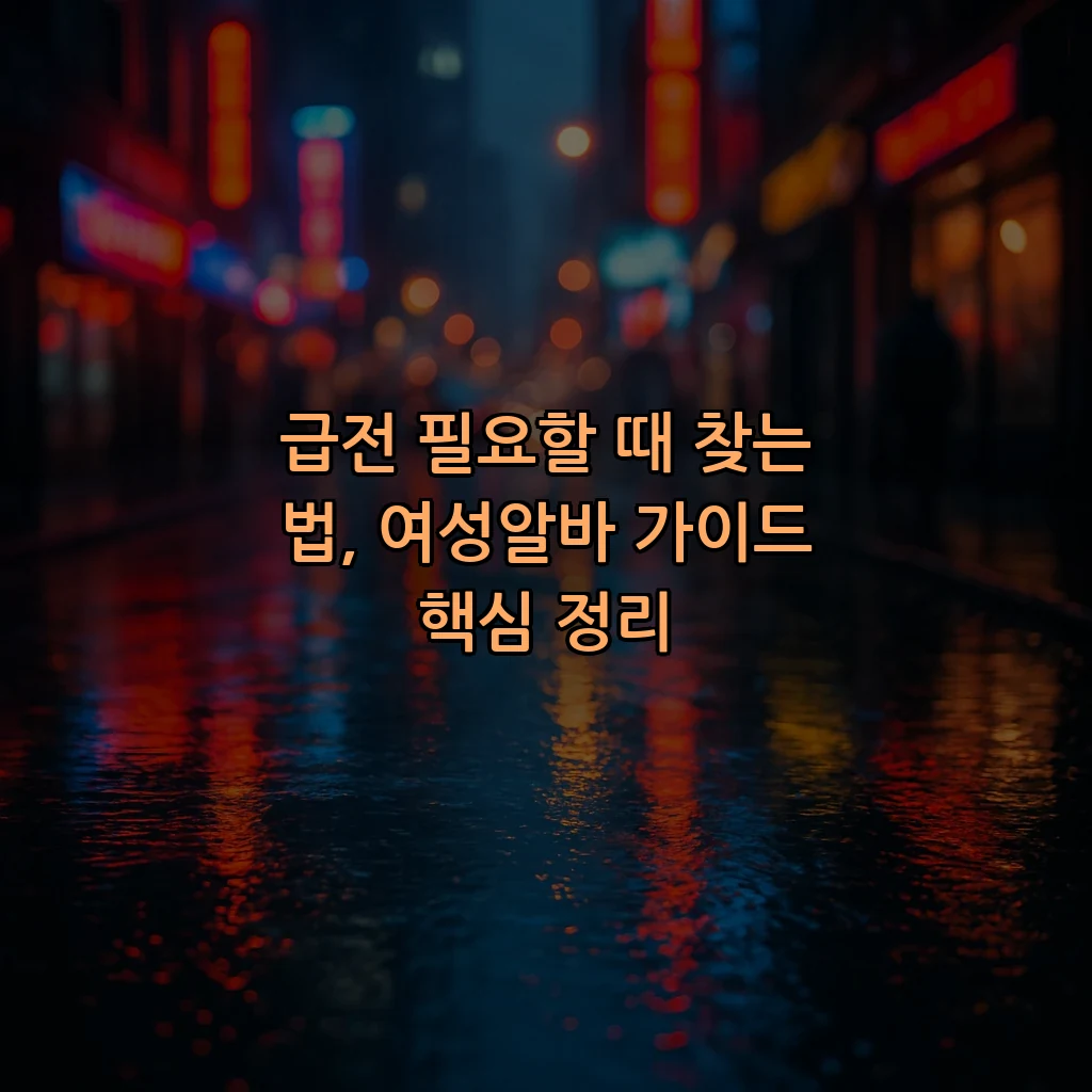 급전 필요할 때 찾는 법, 여성알바 가이드 핵심 정리